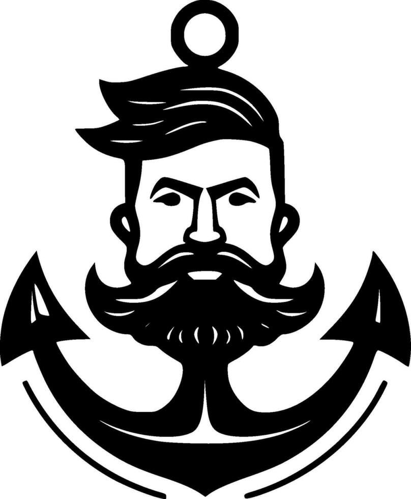 Anchor, Black and White Vector illustration