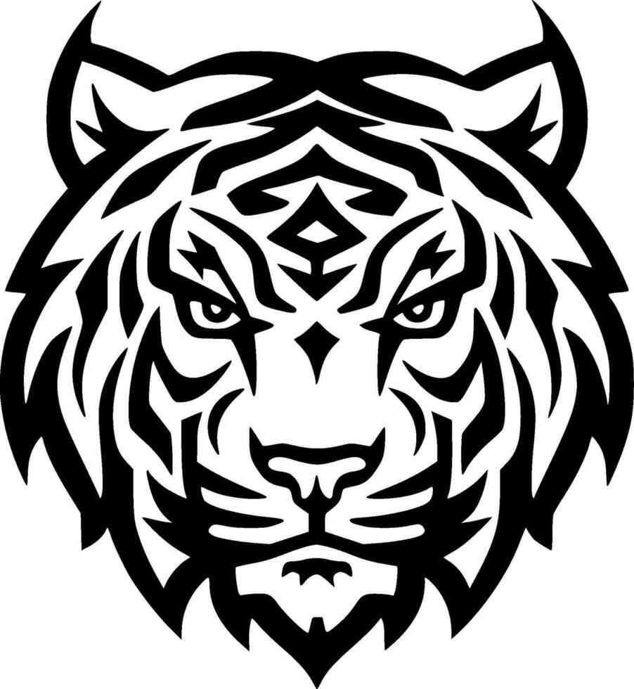 Tigre - negro y blanco aislado icono - vector ilustración