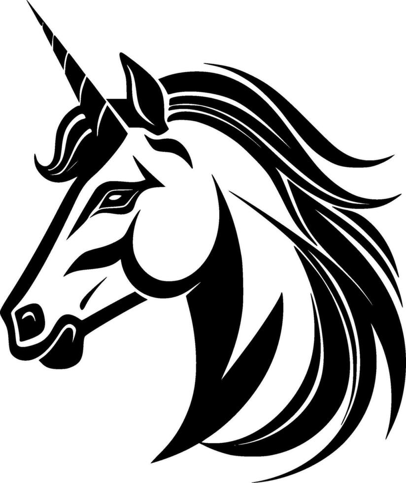 Unicorn, Black and White Vector illustration