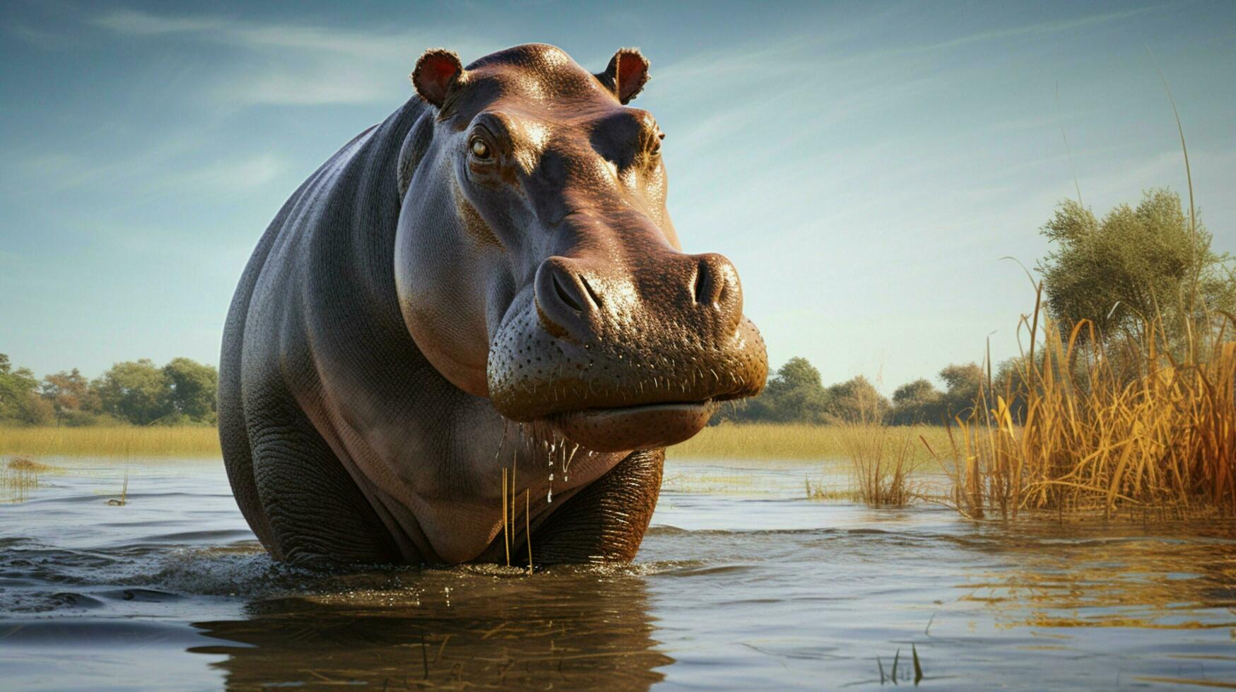 AI generated Hippopotamus high quality background photo