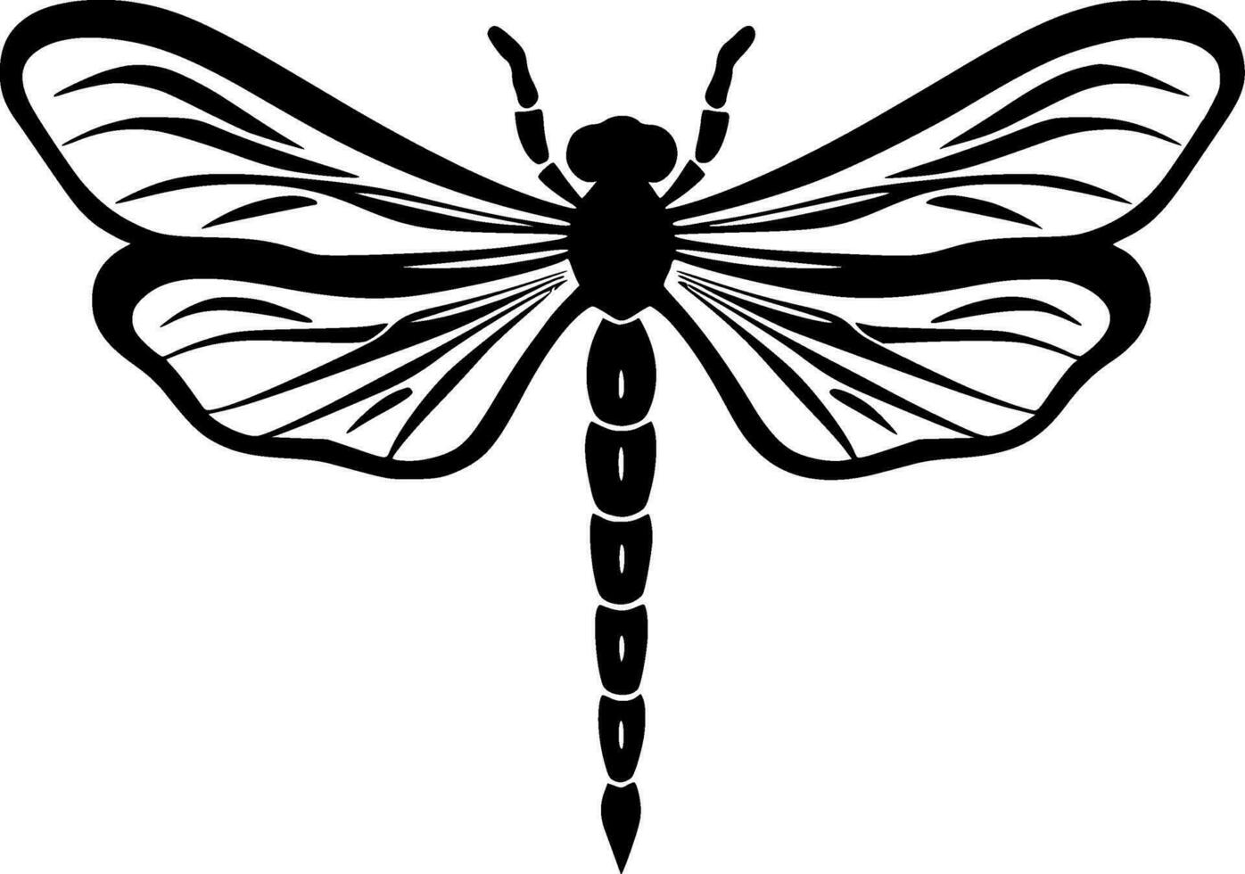 libélula - negro y blanco aislado icono - vector ilustración