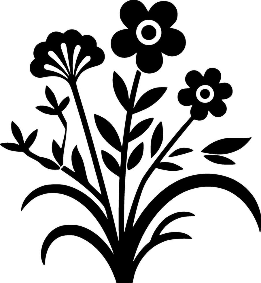 Flowers, Minimalist and Simple Silhouette - Vector illustration