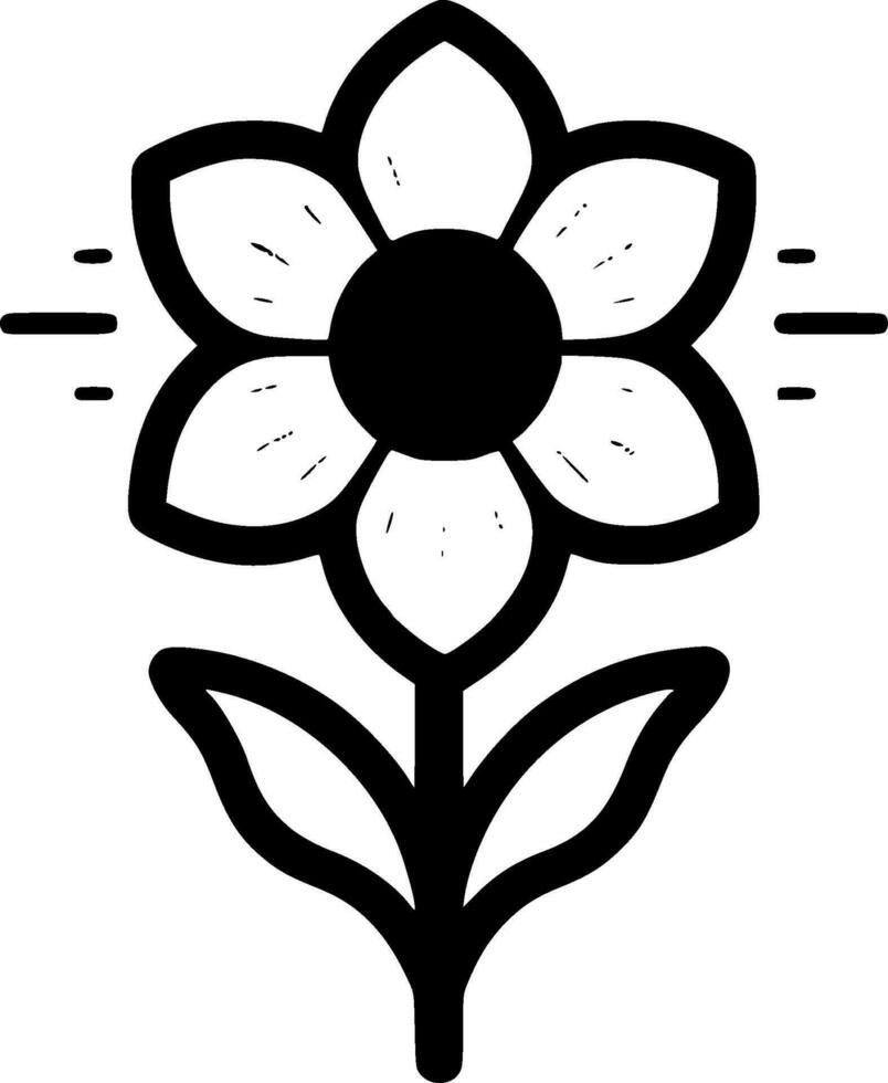 flor - negro y blanco aislado icono - vector ilustración