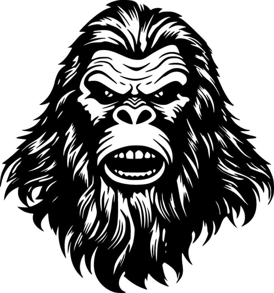 Bigfoot, Black and White Vector illustration