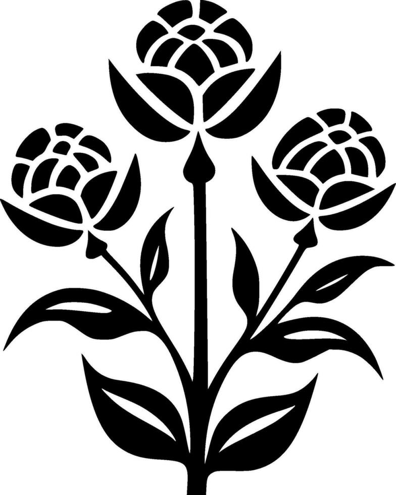 flores, negro y blanco vector ilustración