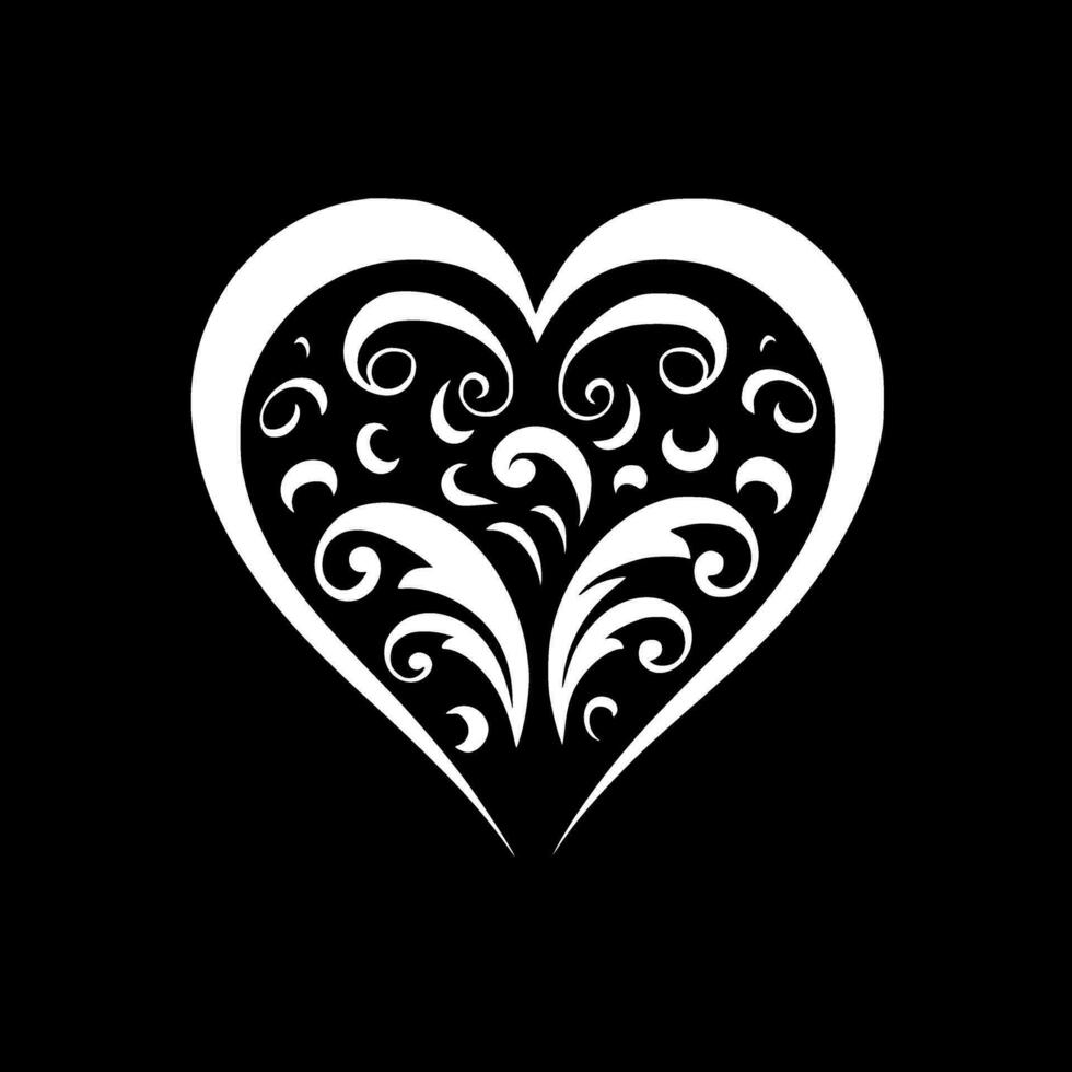 corazón - negro y blanco aislado icono - vector ilustración