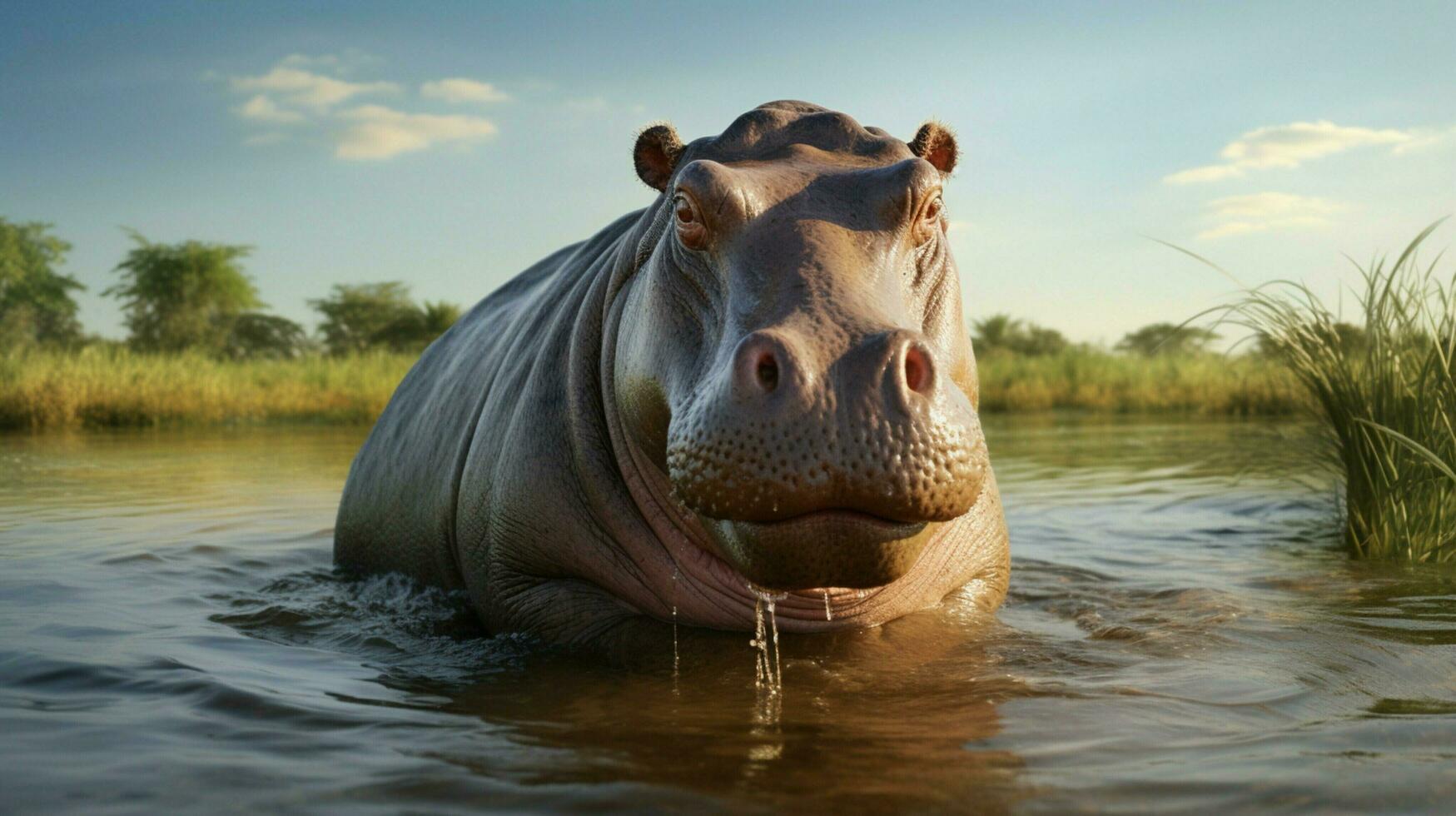 ai generado hipopótamo alto calidad antecedentes foto