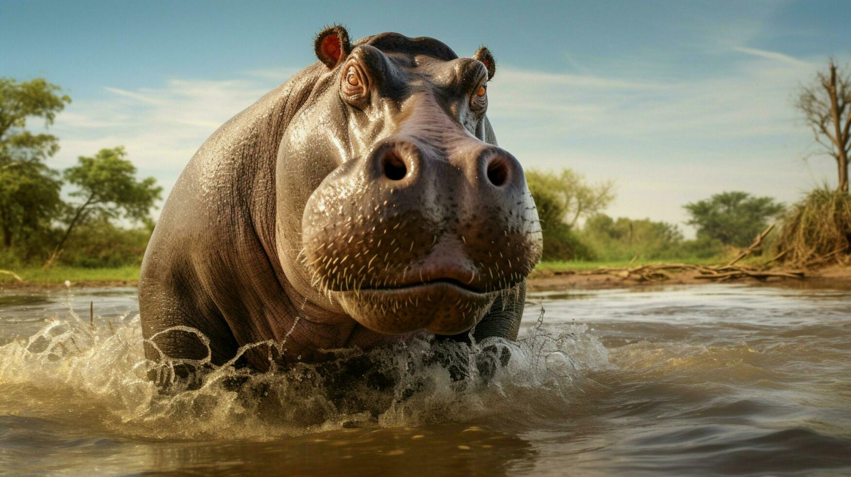 AI generated Hippopotamus high quality background photo