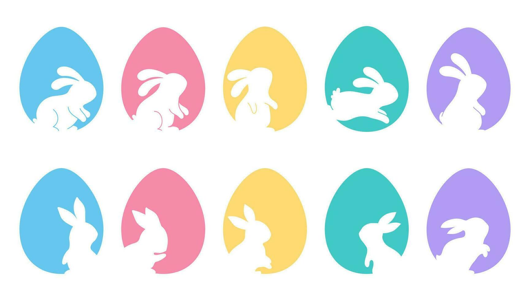 Rabbit silhouette on Easter egg background greeting card decorative elements vector