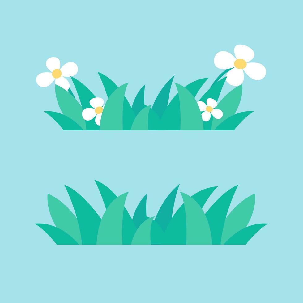 Green grass and flowers in spring vector