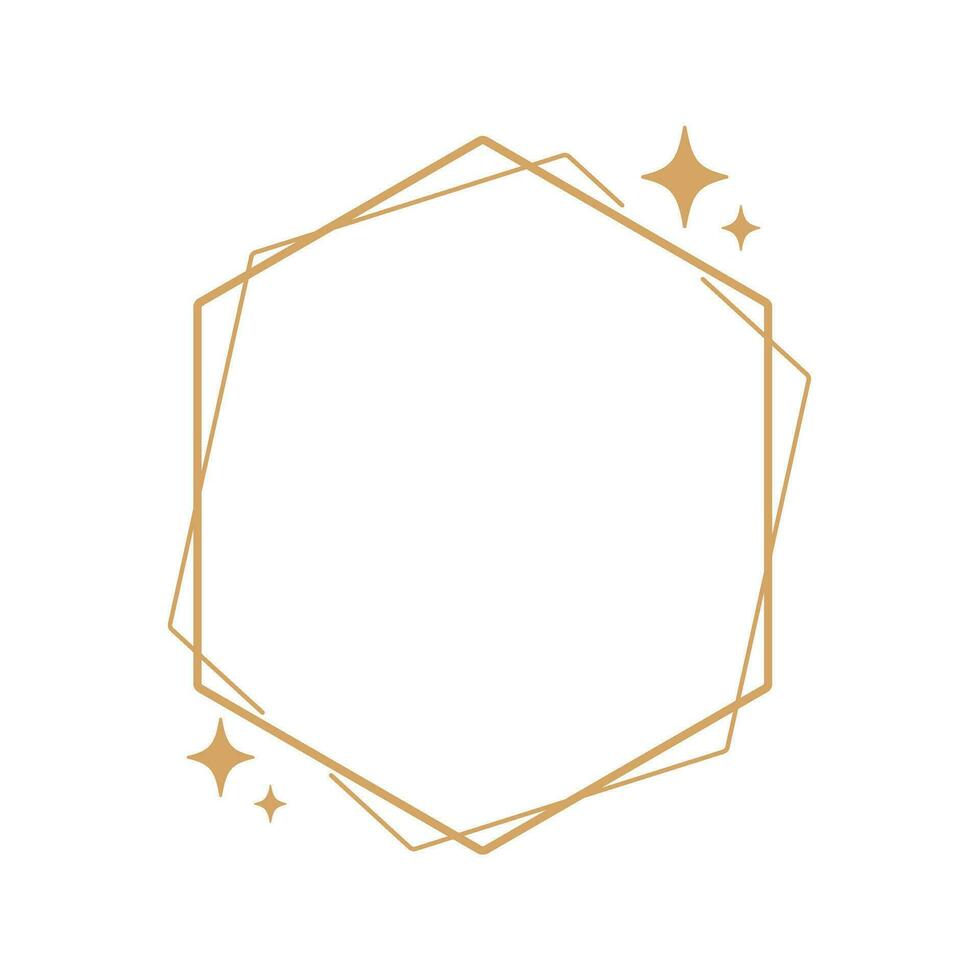 Simple modern aesthetic line elements Modern geometric linear frame with sparkling stars. vector