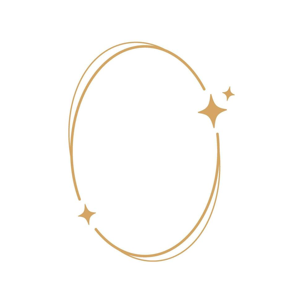 Simple modern aesthetic line elements Modern geometric linear frame with sparkling stars. vector