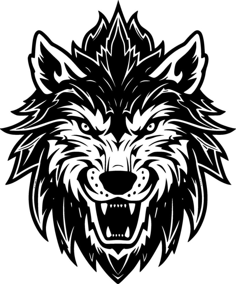 Wolf, Black and White Vector illustration