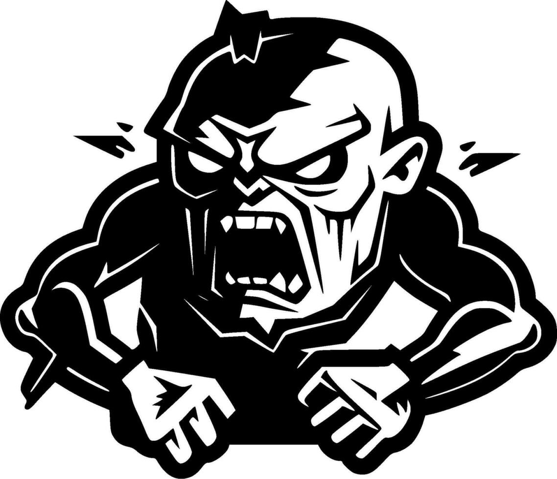 Zombie, Black and White Vector illustration