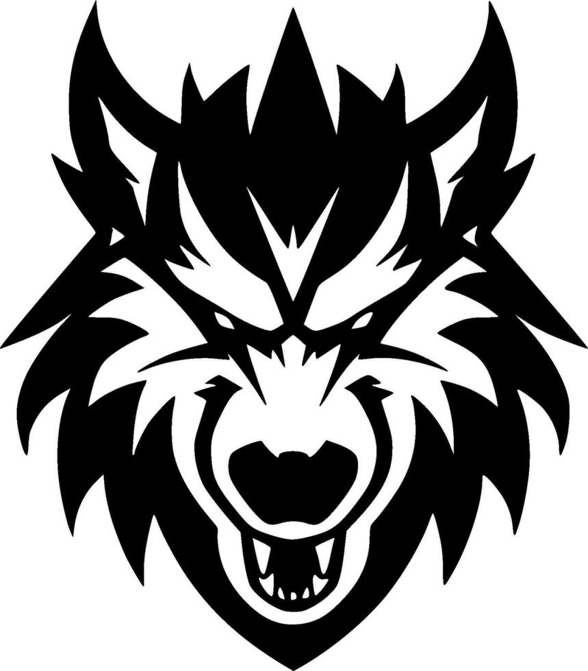 lobo - negro y blanco aislado icono - vector ilustración