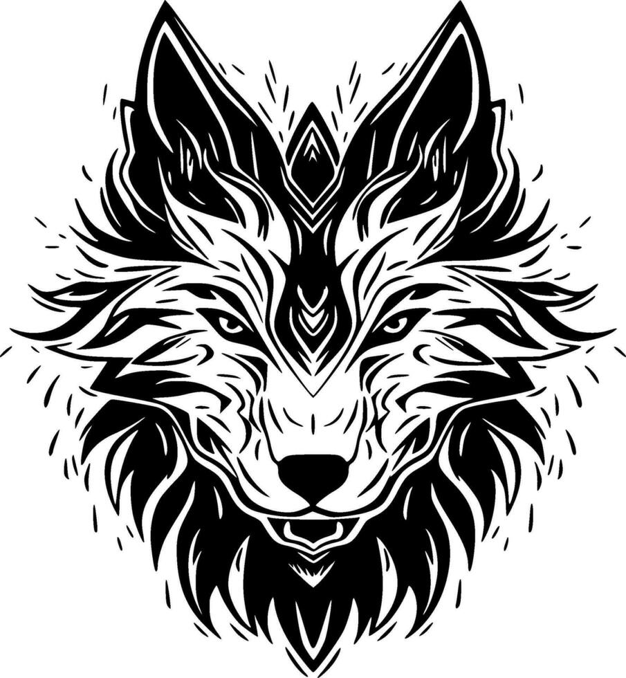 Wolf, Black and White Vector illustration