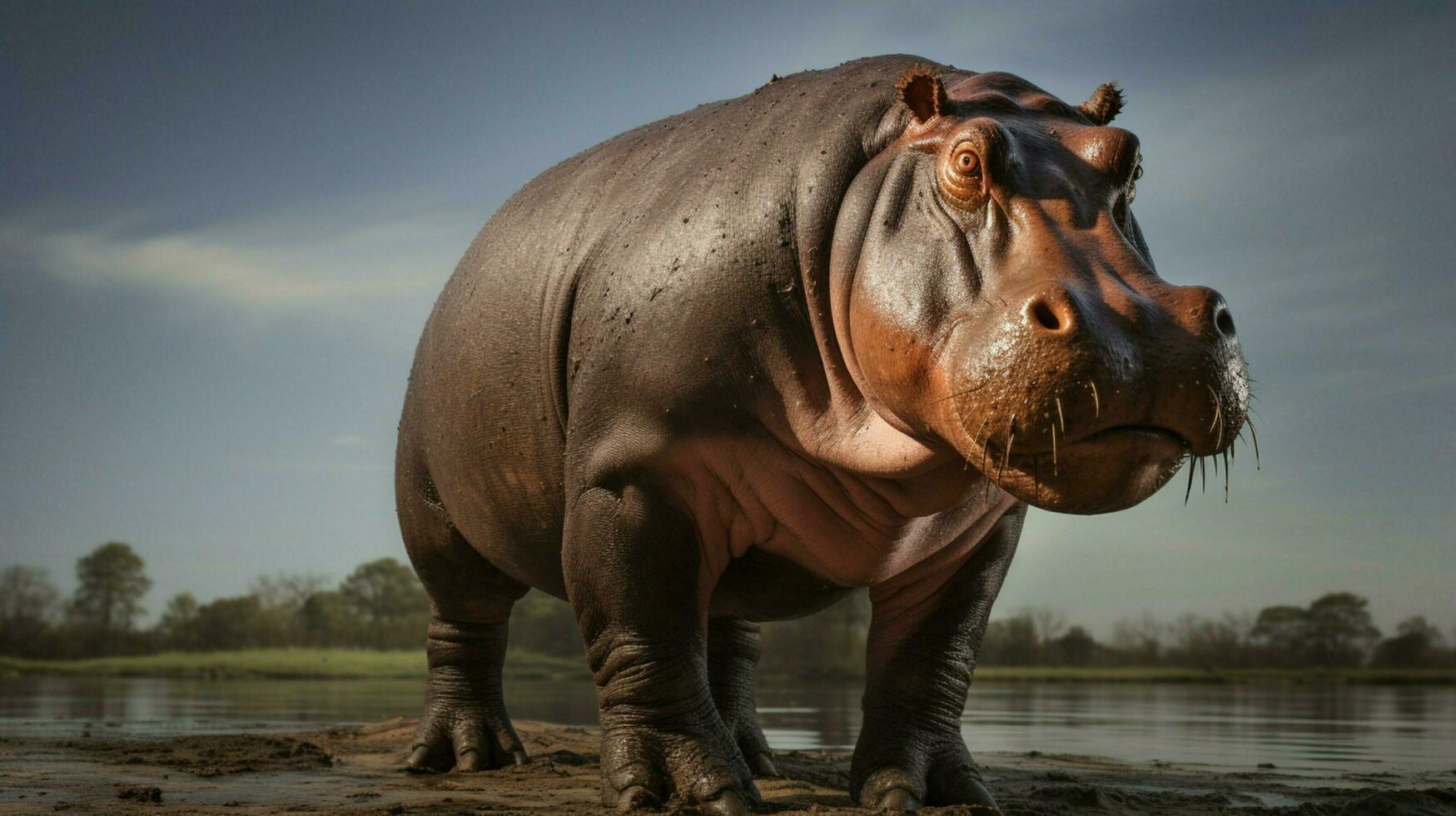 AI generated Hippopotamus high quality background photo