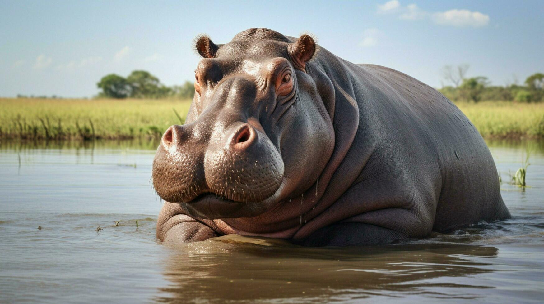 AI generated Hippopotamus high quality background photo