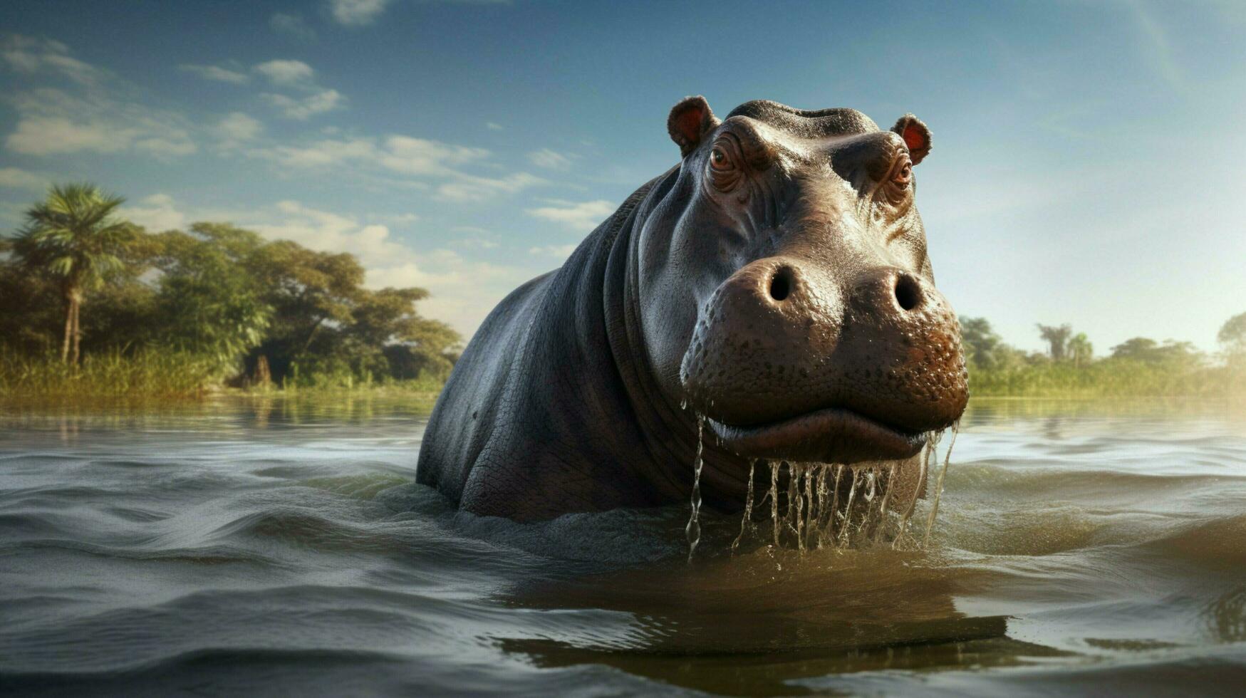 AI generated Hippopotamus high quality background photo