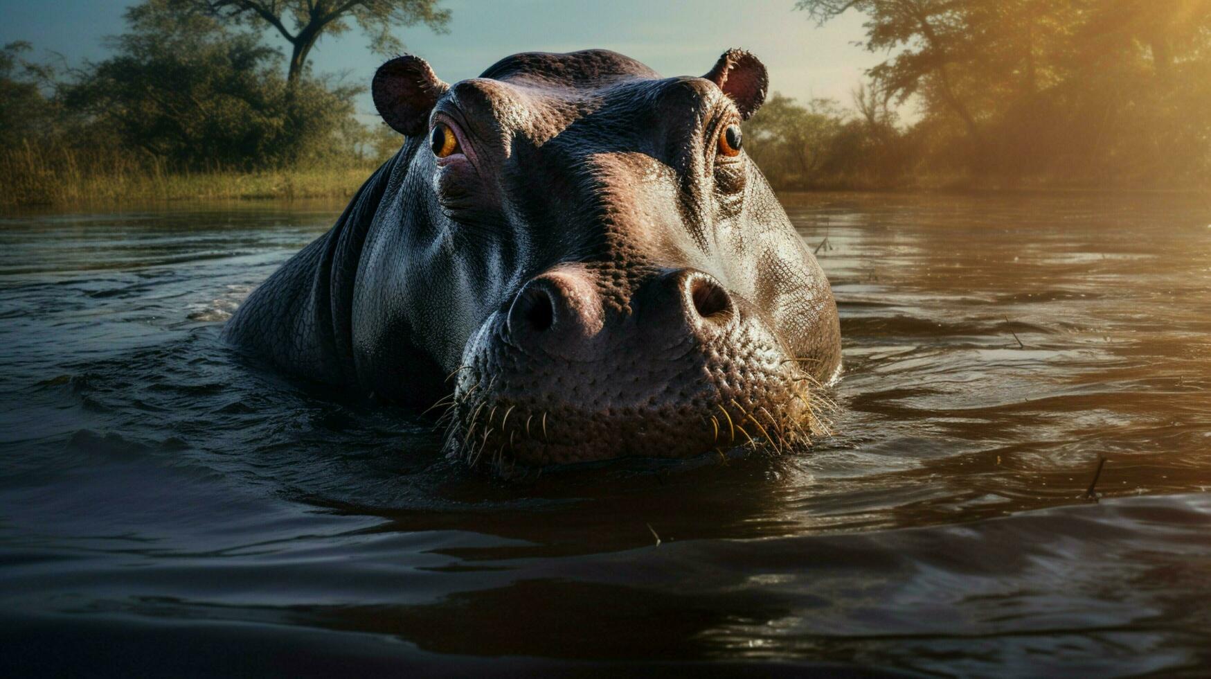 AI generated Hippopotamus high quality background photo