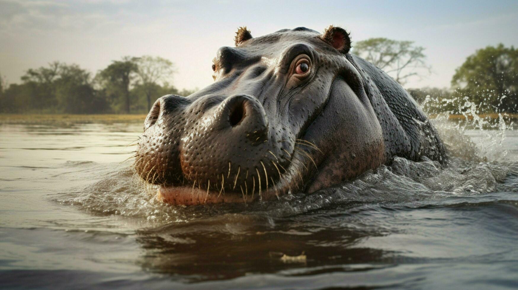 AI generated Hippopotamus high quality background photo