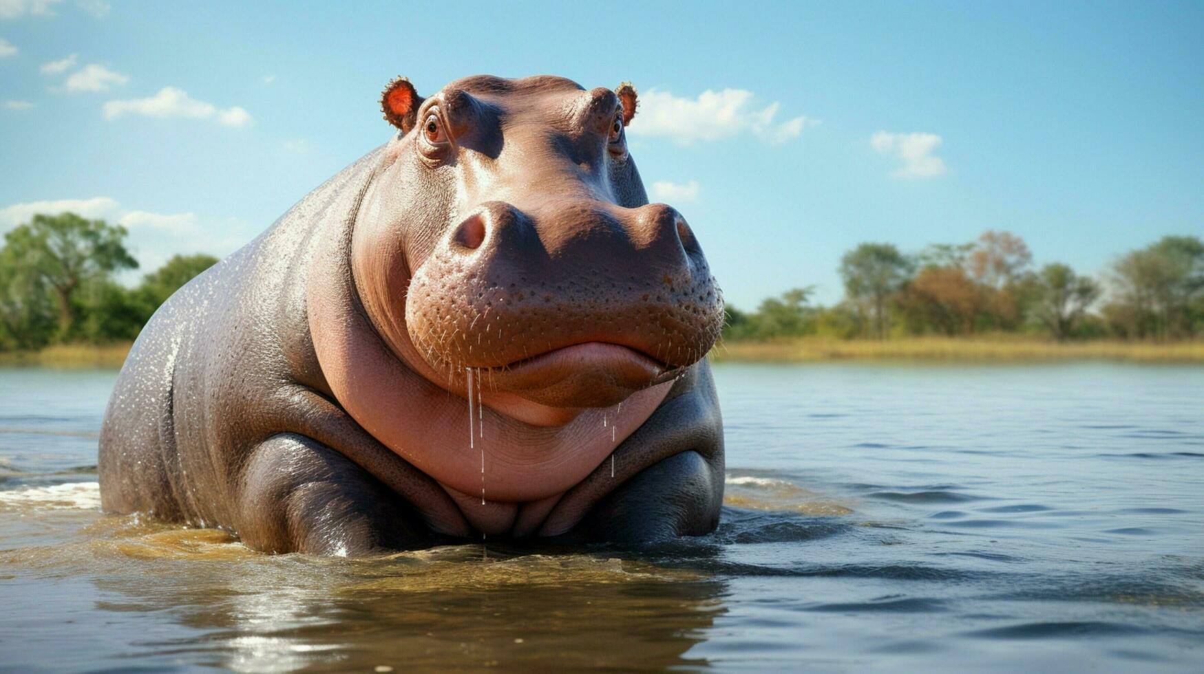 AI generated Hippopotamus high quality background photo