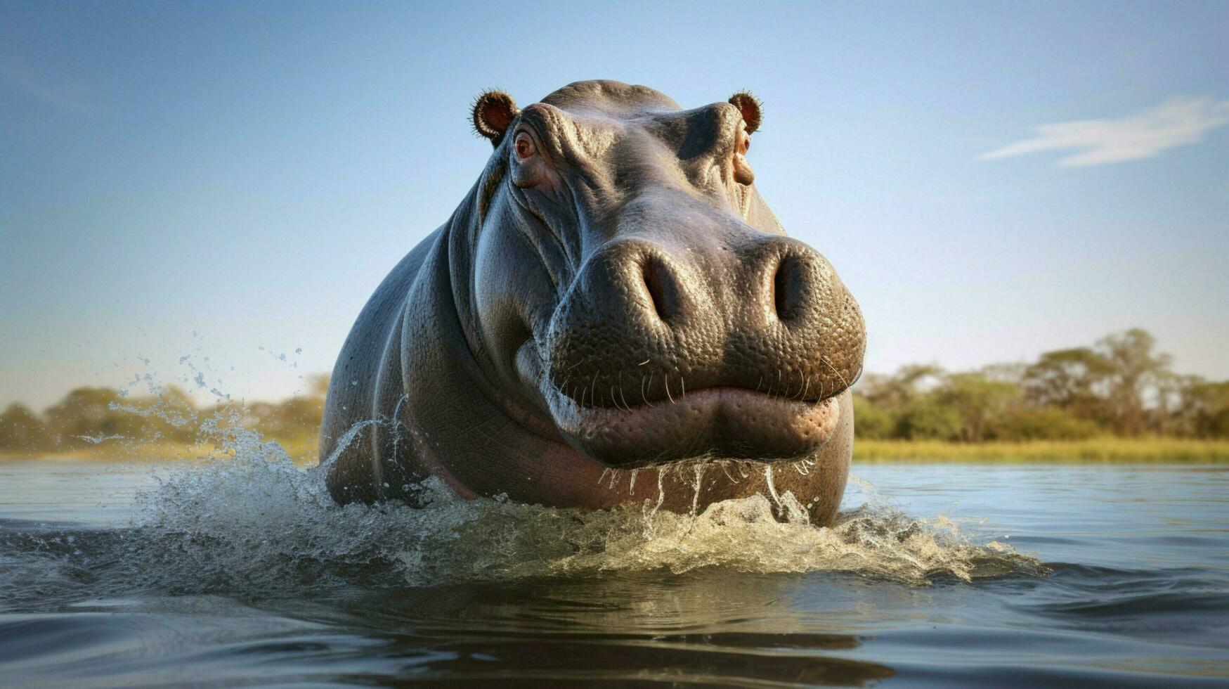 AI generated Hippopotamus high quality background photo