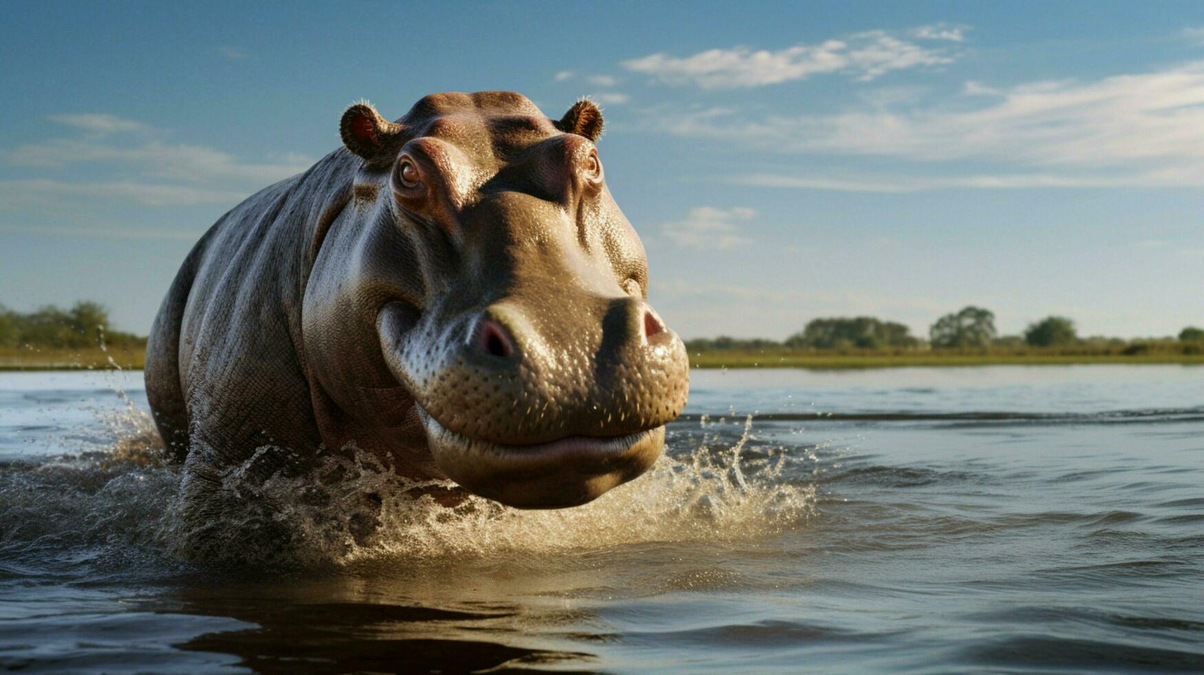 AI generated Hippopotamus high quality background photo