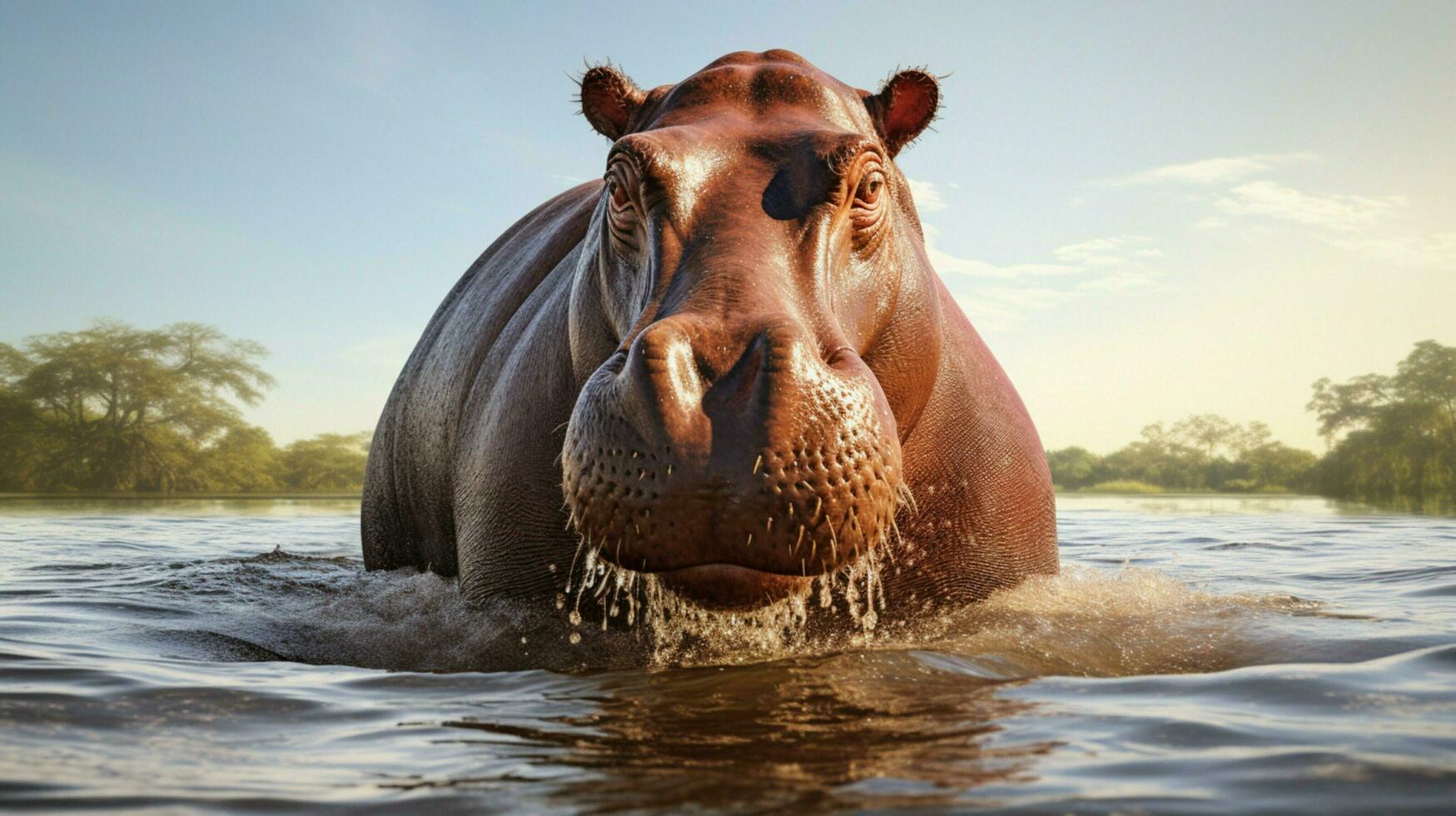 AI generated Hippopotamus high quality background photo