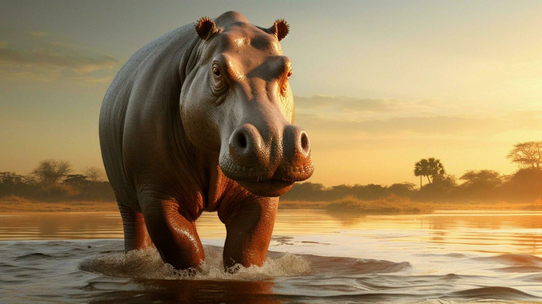 AI generated Hippopotamus high quality background photo