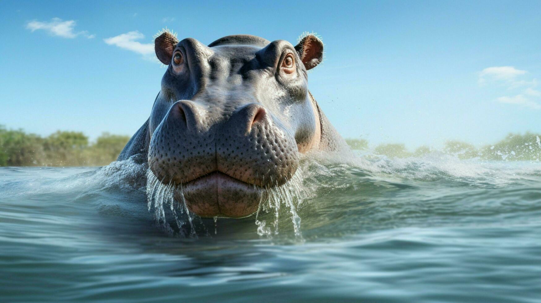 AI generated Hippopotamus high quality background photo