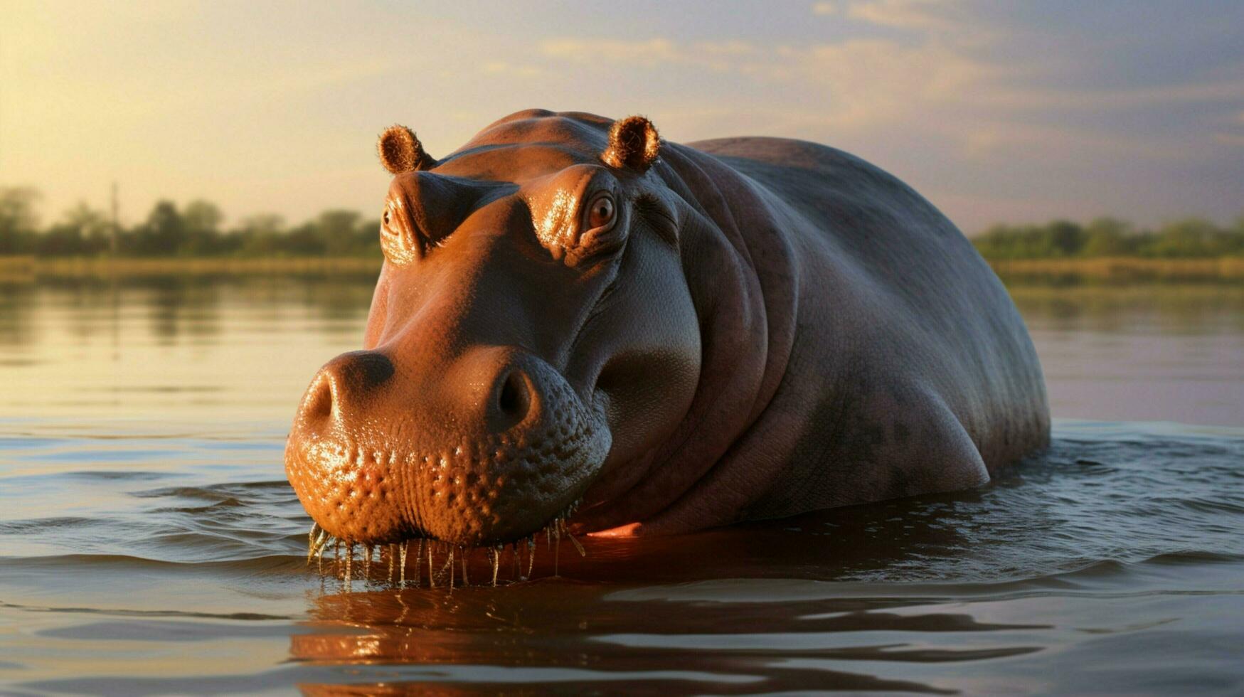AI generated Hippopotamus high quality background photo
