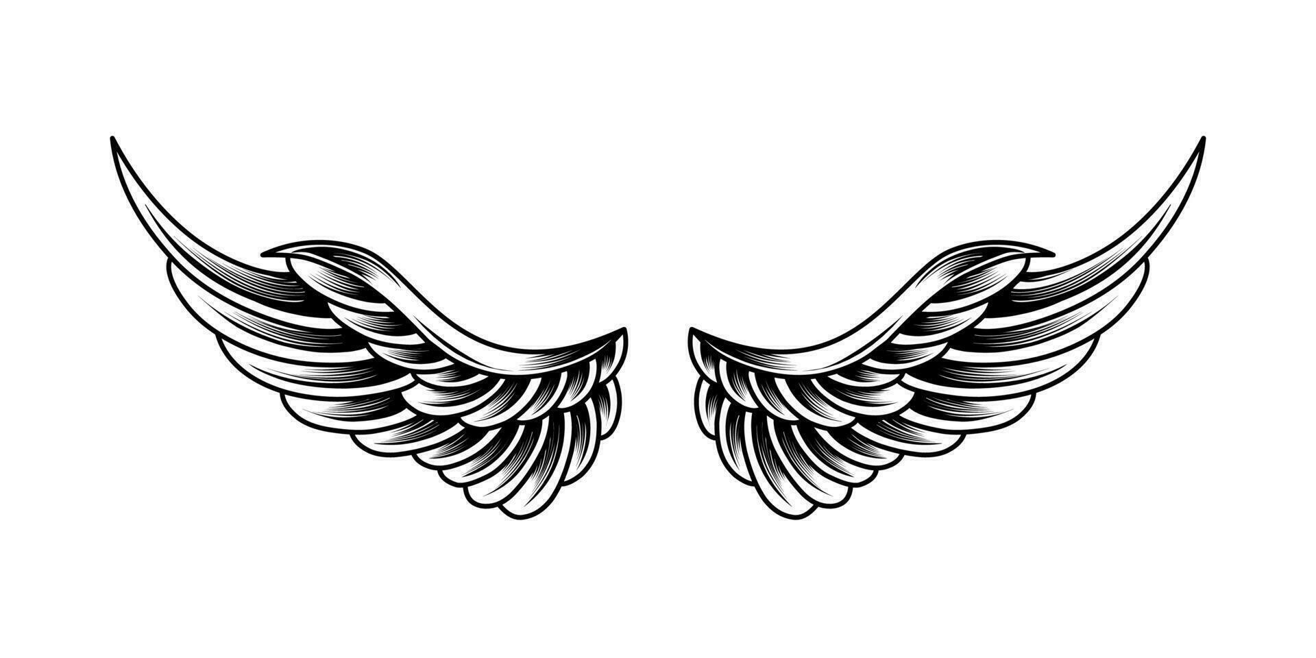 free vector vintage angel wings tattoo