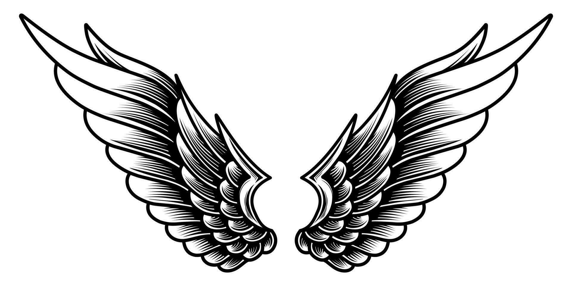 free vector vintage angel wings tattoo