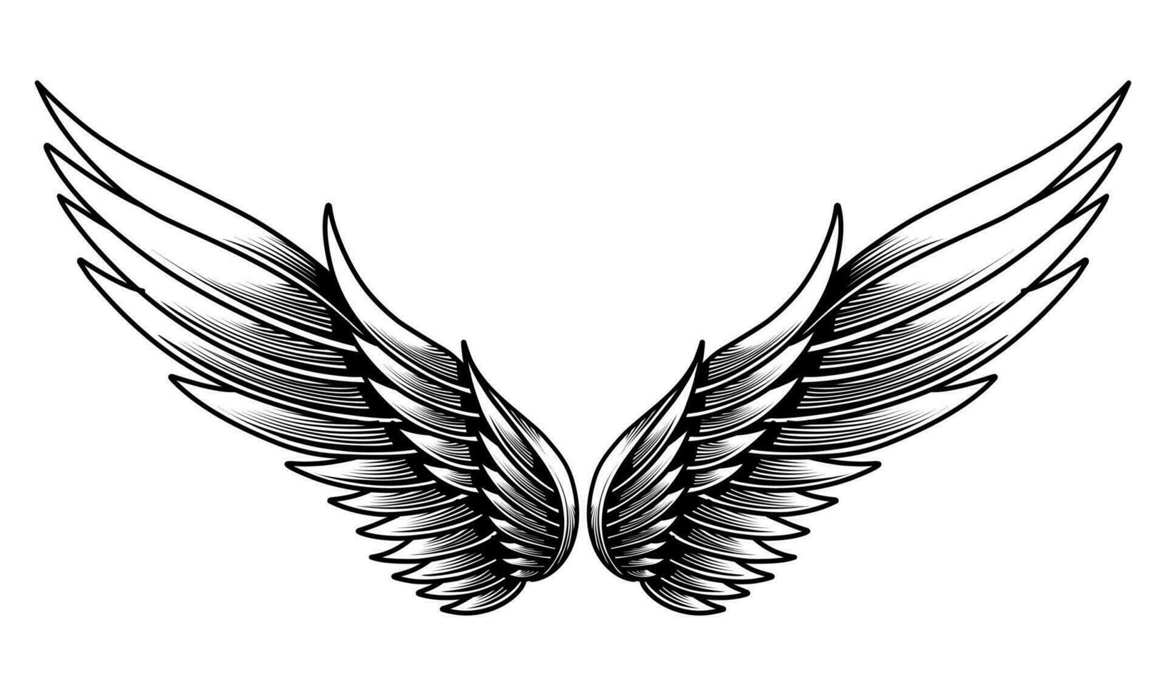 gratis vector Clásico ángel alas tatuaje