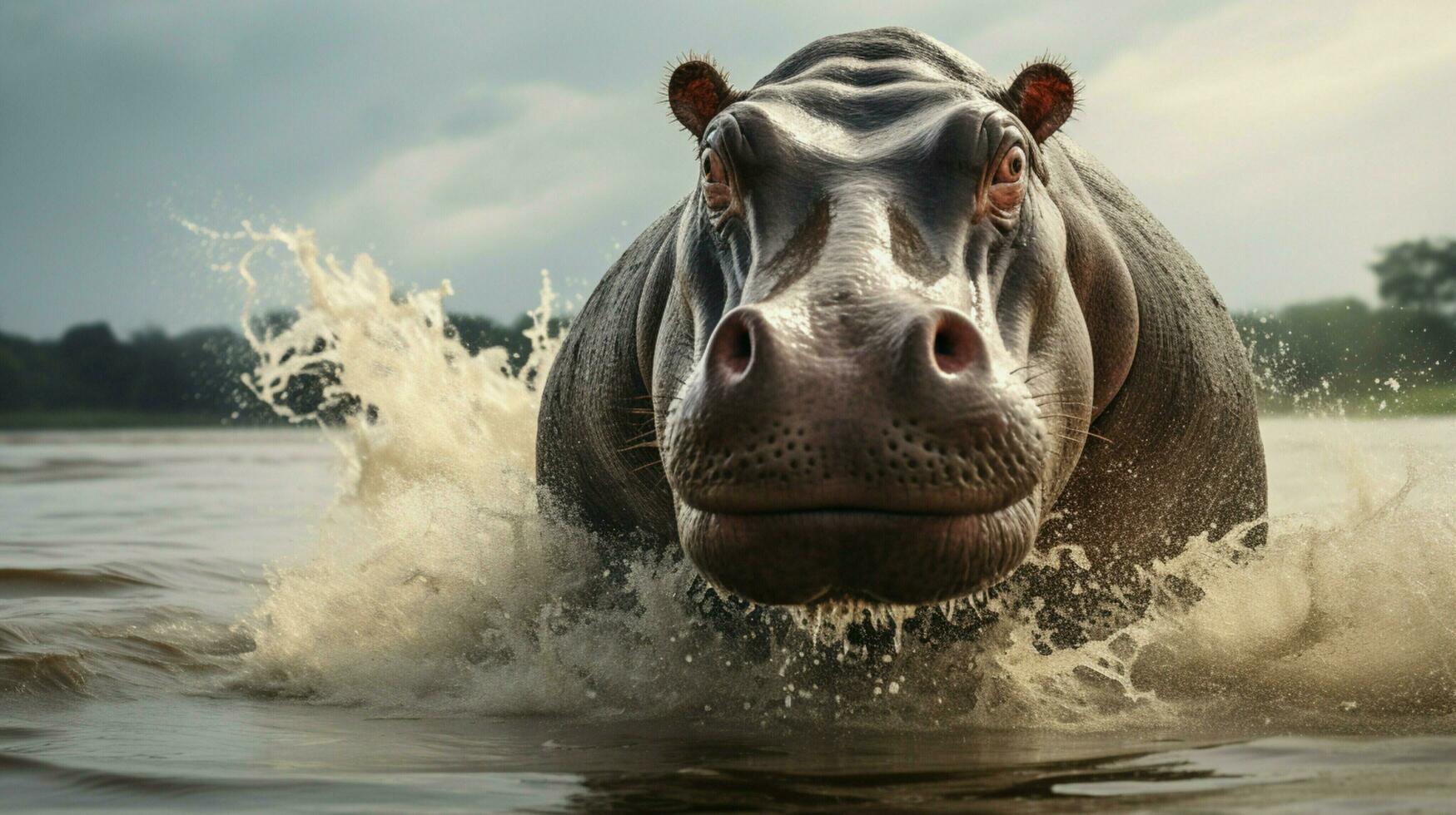 AI generated Hippopotamus high quality background photo