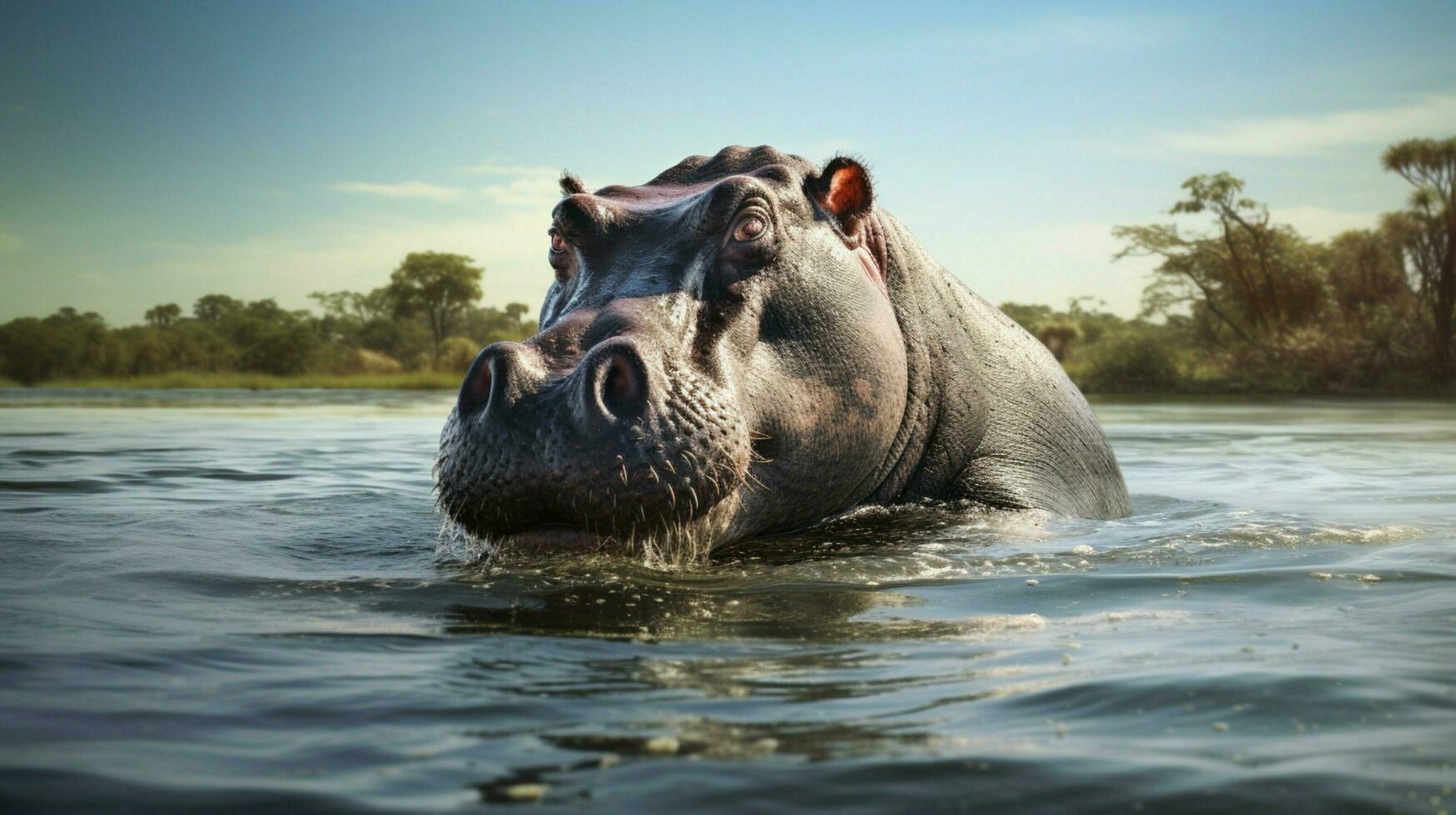 AI generated Hippopotamus high quality background photo