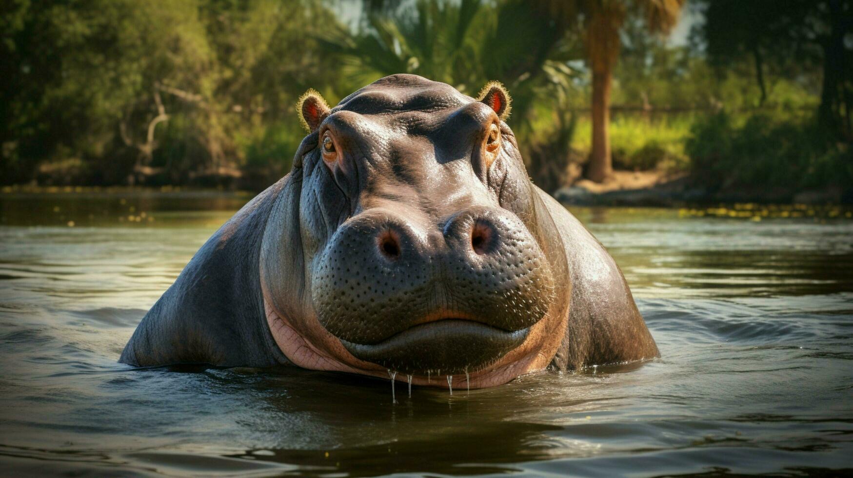 AI generated Hippopotamus high quality background photo