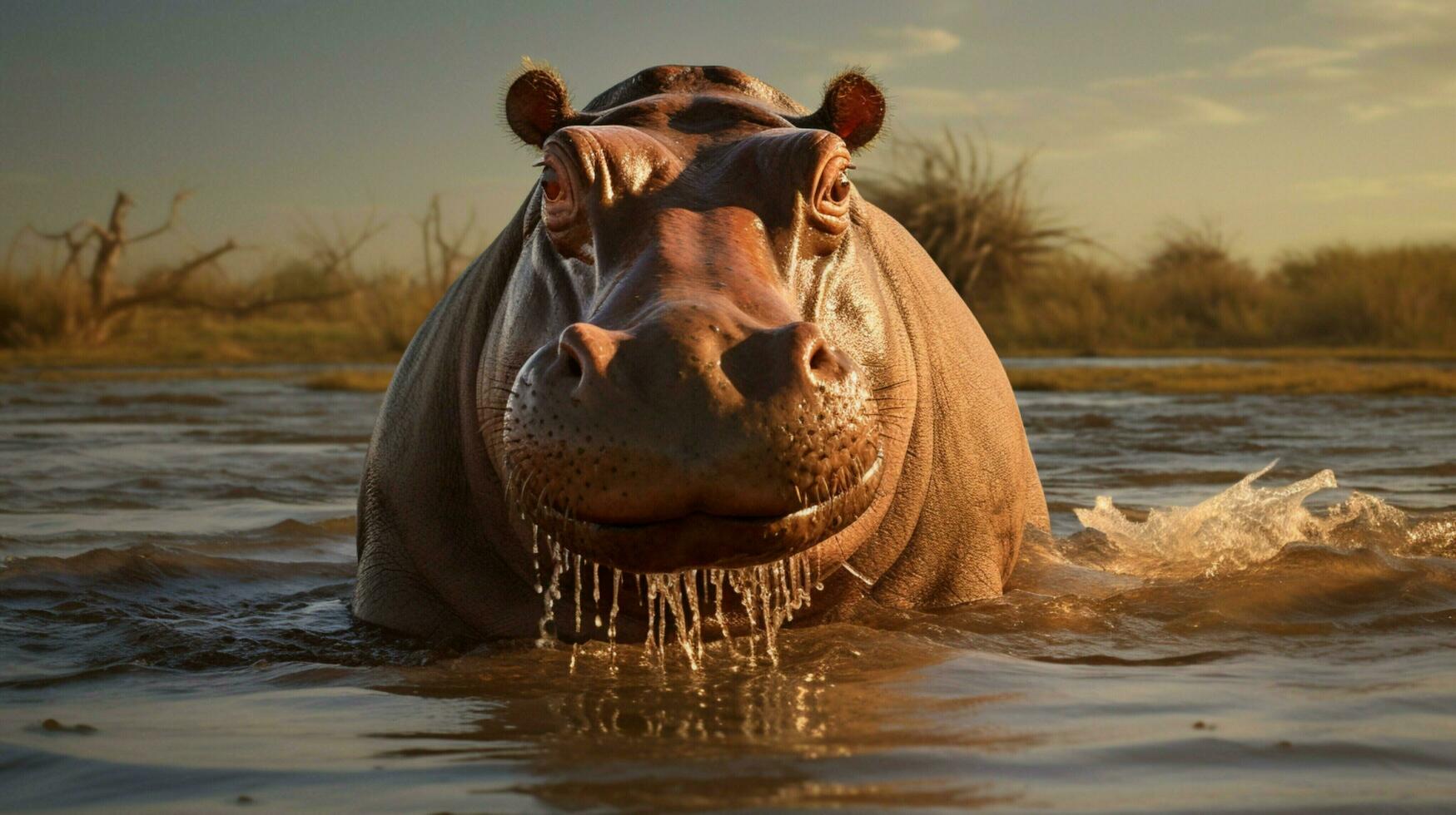 AI generated Hippopotamus high quality background photo