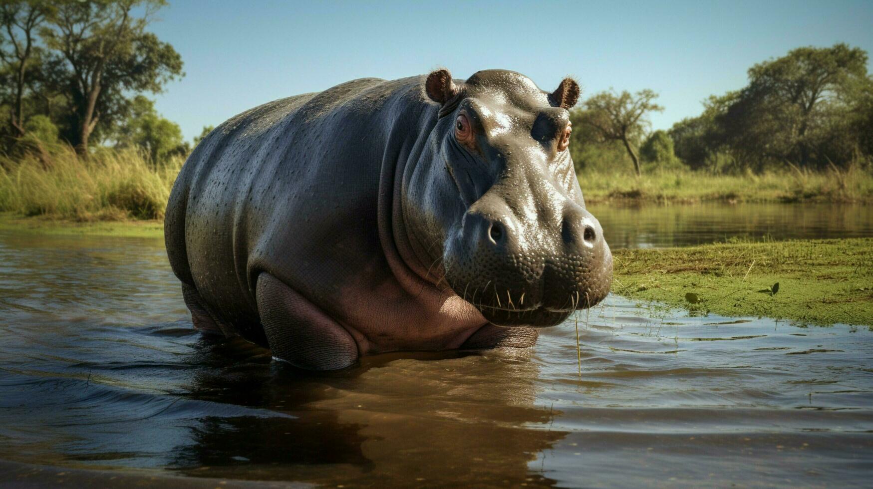 ai generado hipopótamo alto calidad antecedentes foto