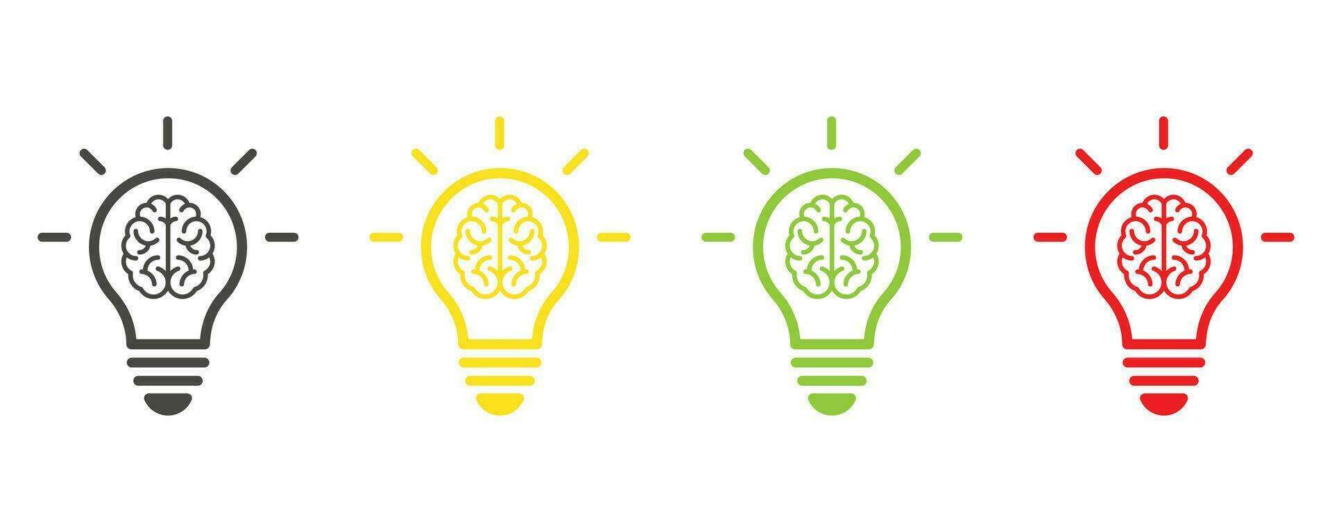 Light bulb and brain icon isolated on white background. Creative idea, mind, nonstandard thinking logo. vector
