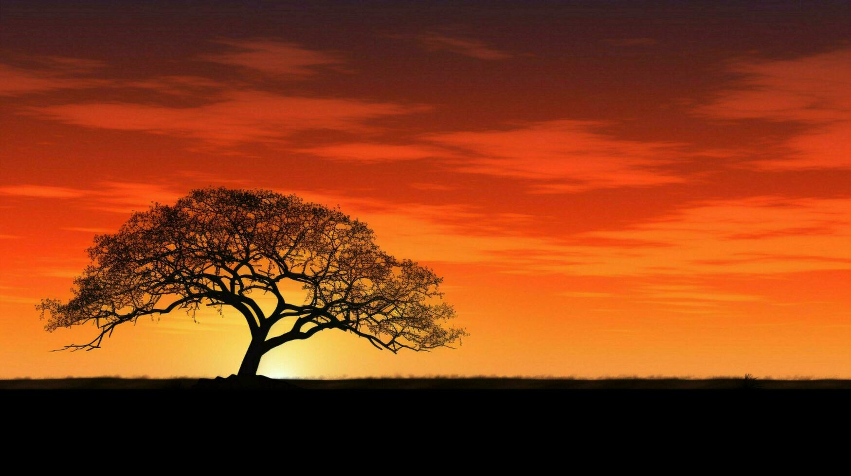 AI generated silhouette of tree against orange sky tranquil beauty photo