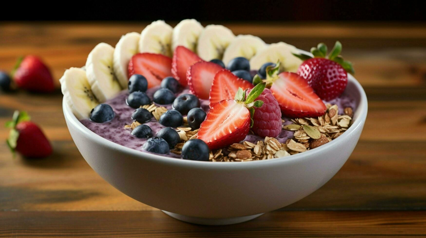 AI generated organic berry bowl a gourmet indulgence of fresh fruit photo