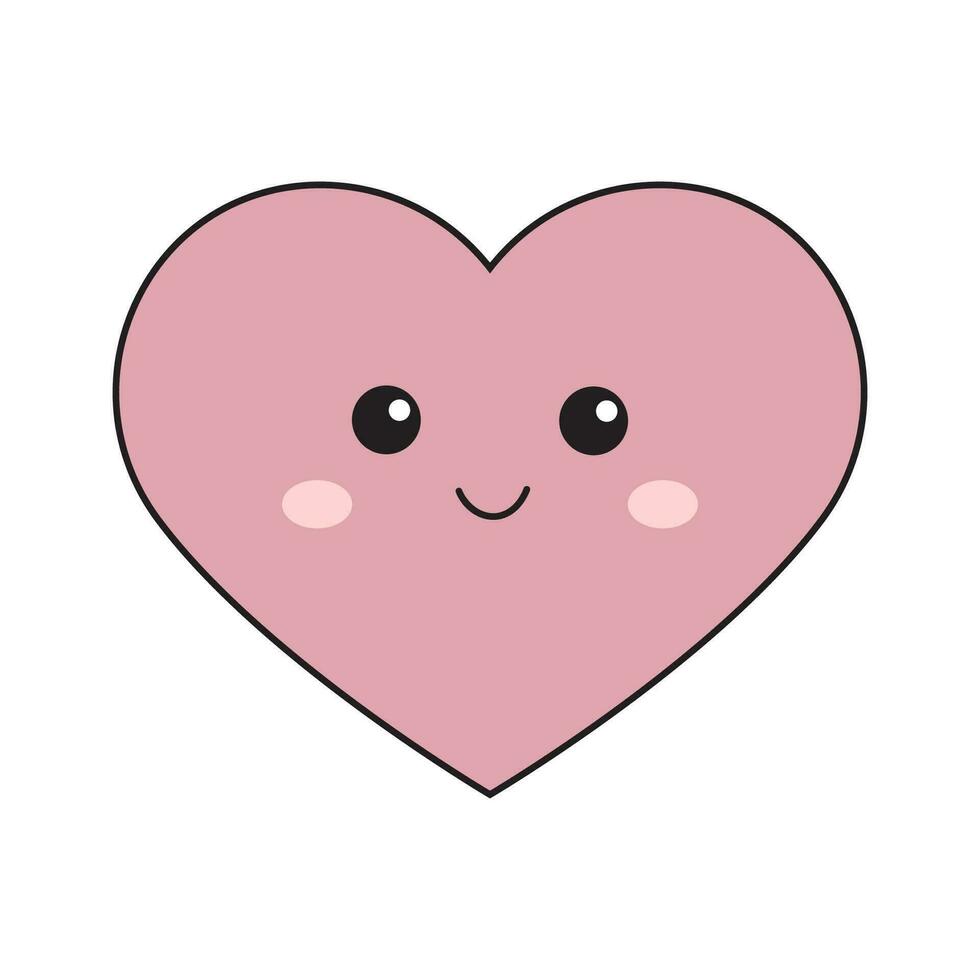 sonriente amor corazón en linda kawaii estilo. san valentin día símbolo. vector