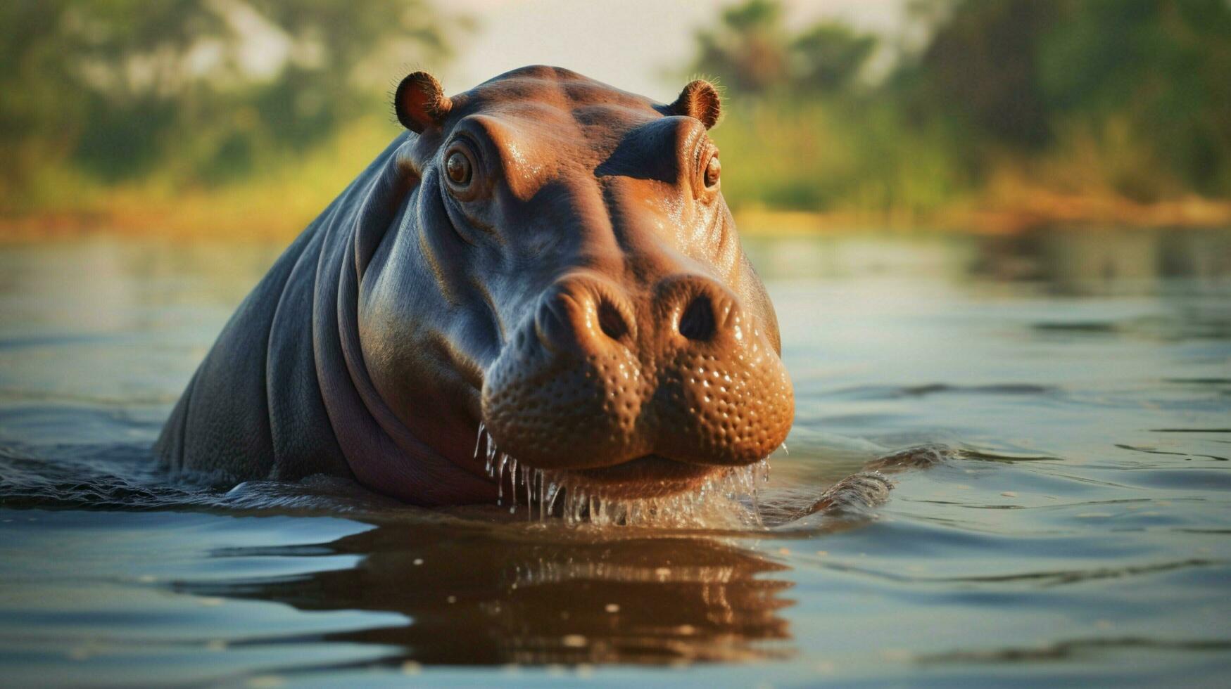 AI generated Hippopotamus high quality background photo