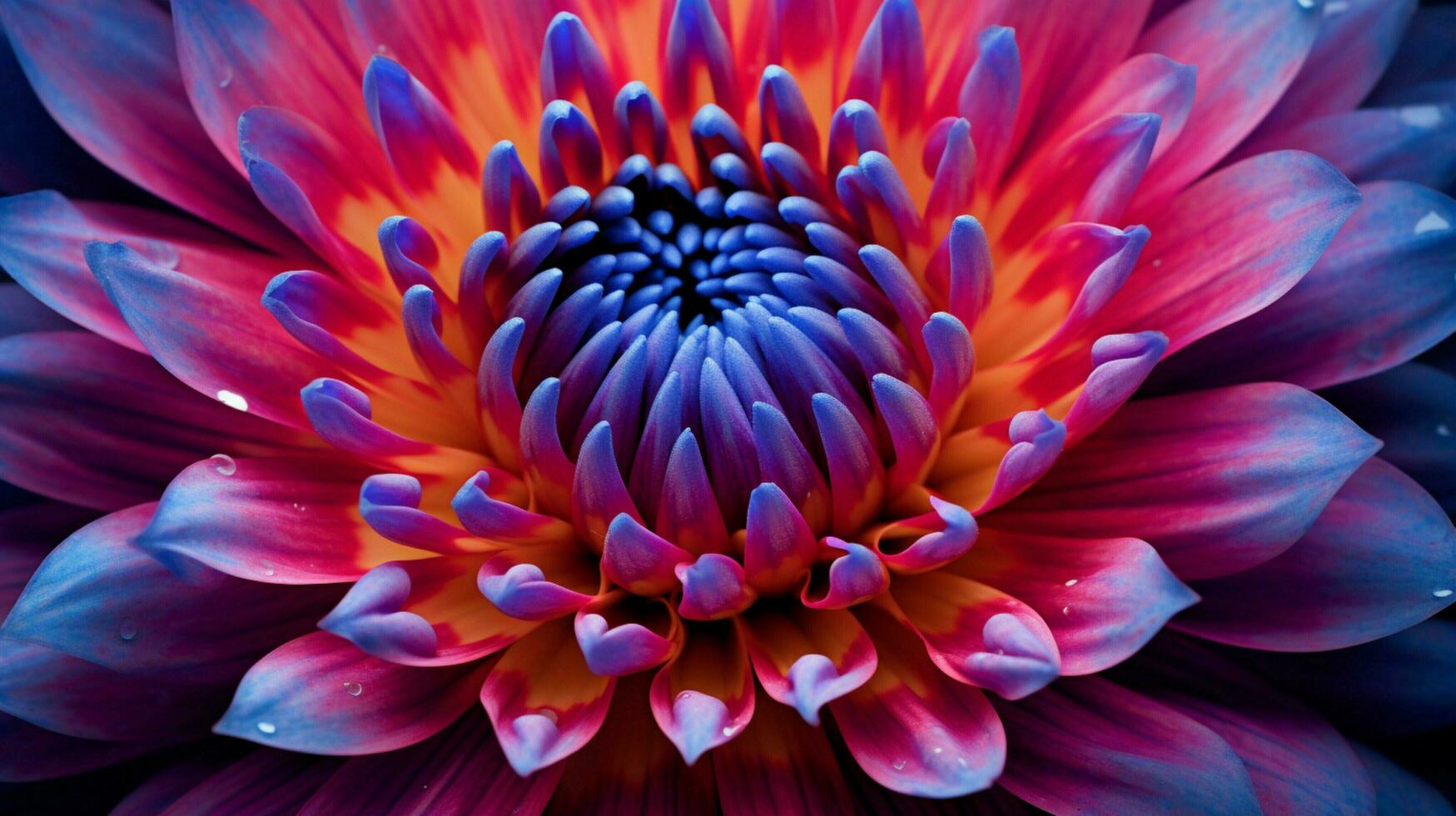 AI generated vibrant colors of a close up flower head in natural beauty photo
