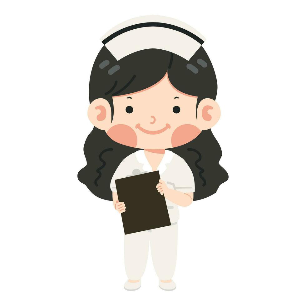 Cute nurse female holding a folder vector