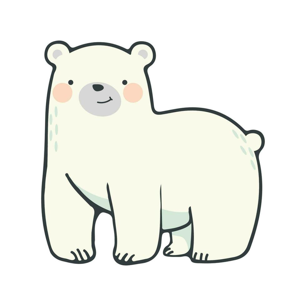 dibujos animados polar oso personaje garabatear vector