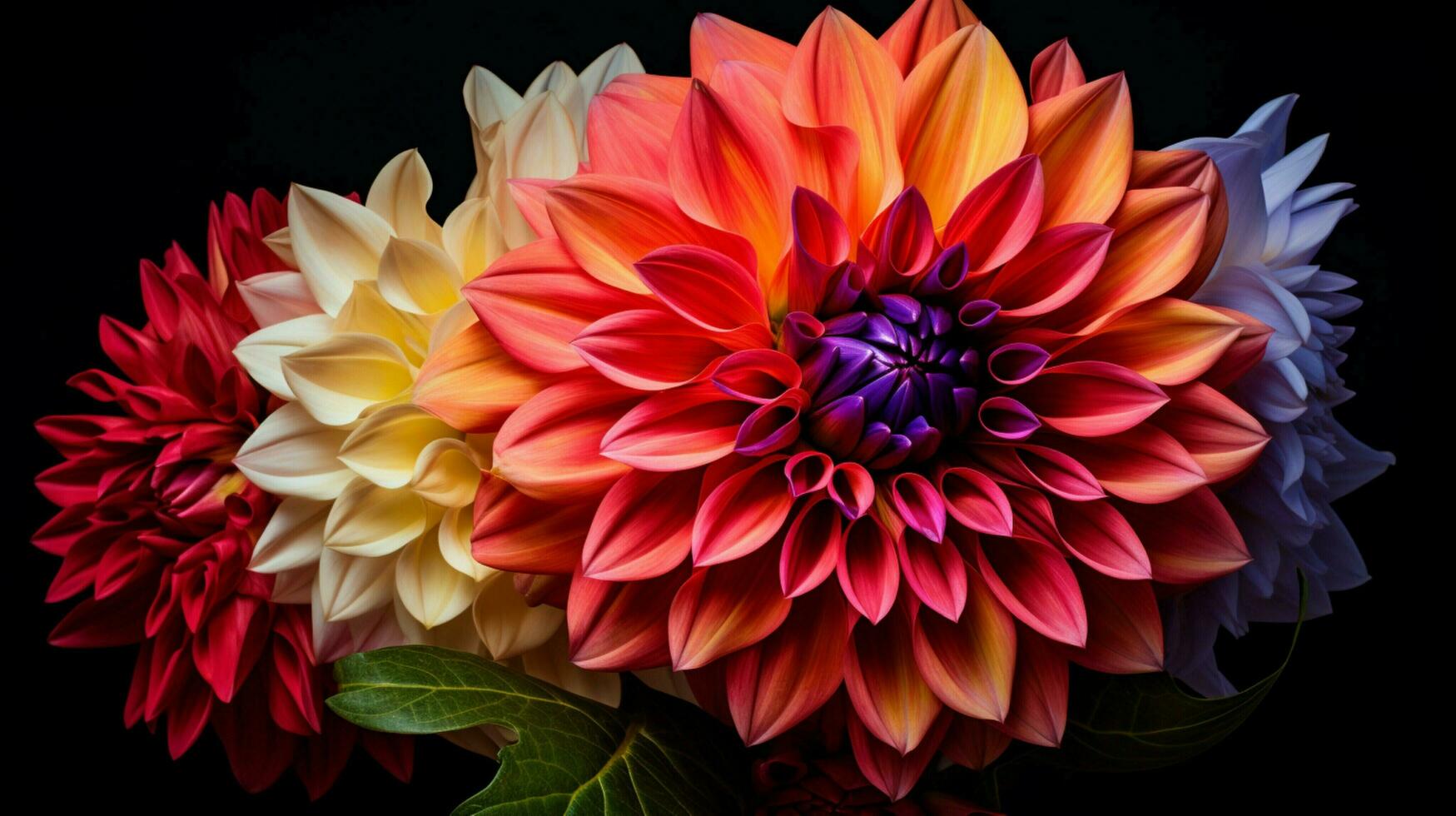 AI generated vibrant petals of a single dahlia beauty in nature bouquet photo