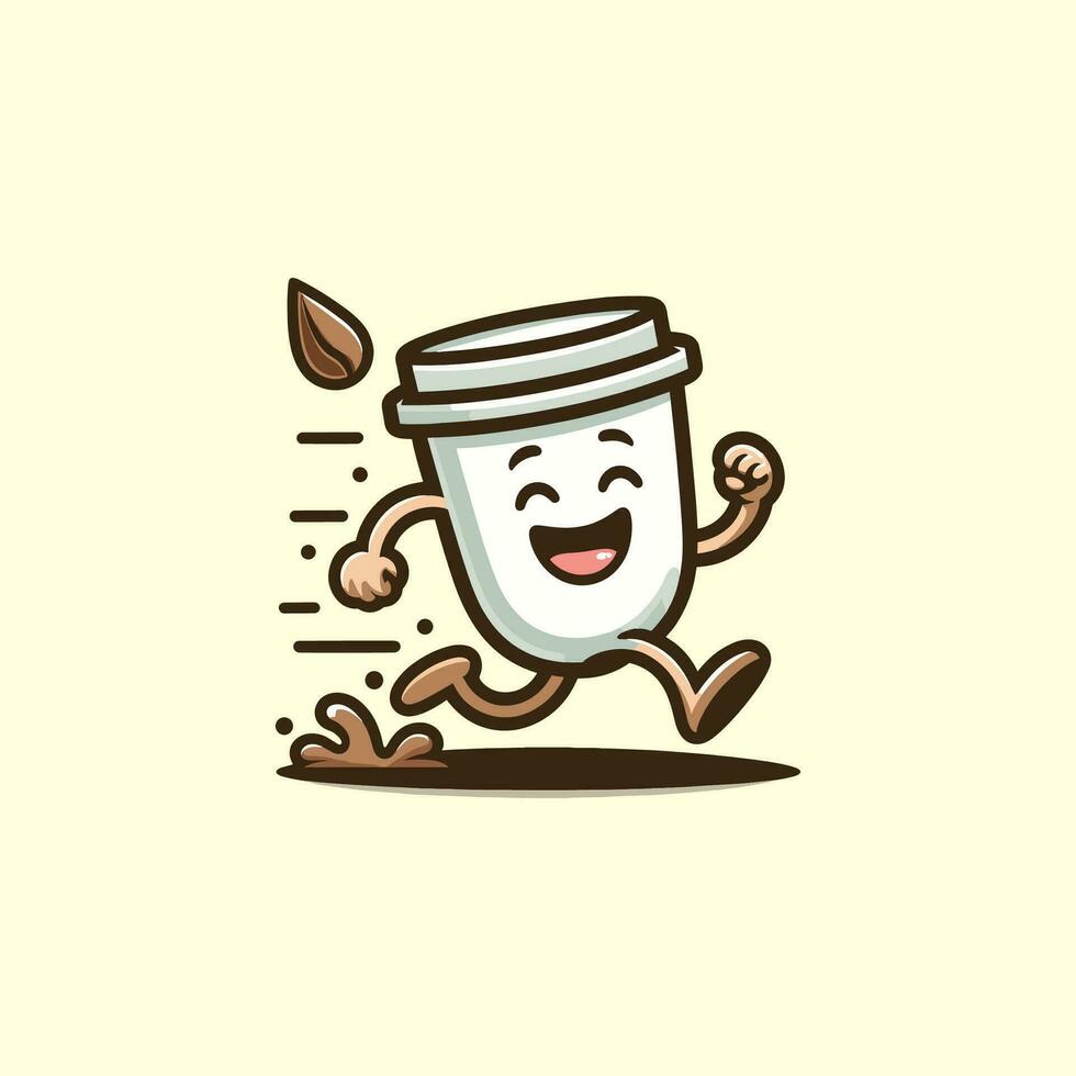 logo and stickers of cute coffee cup characters vector